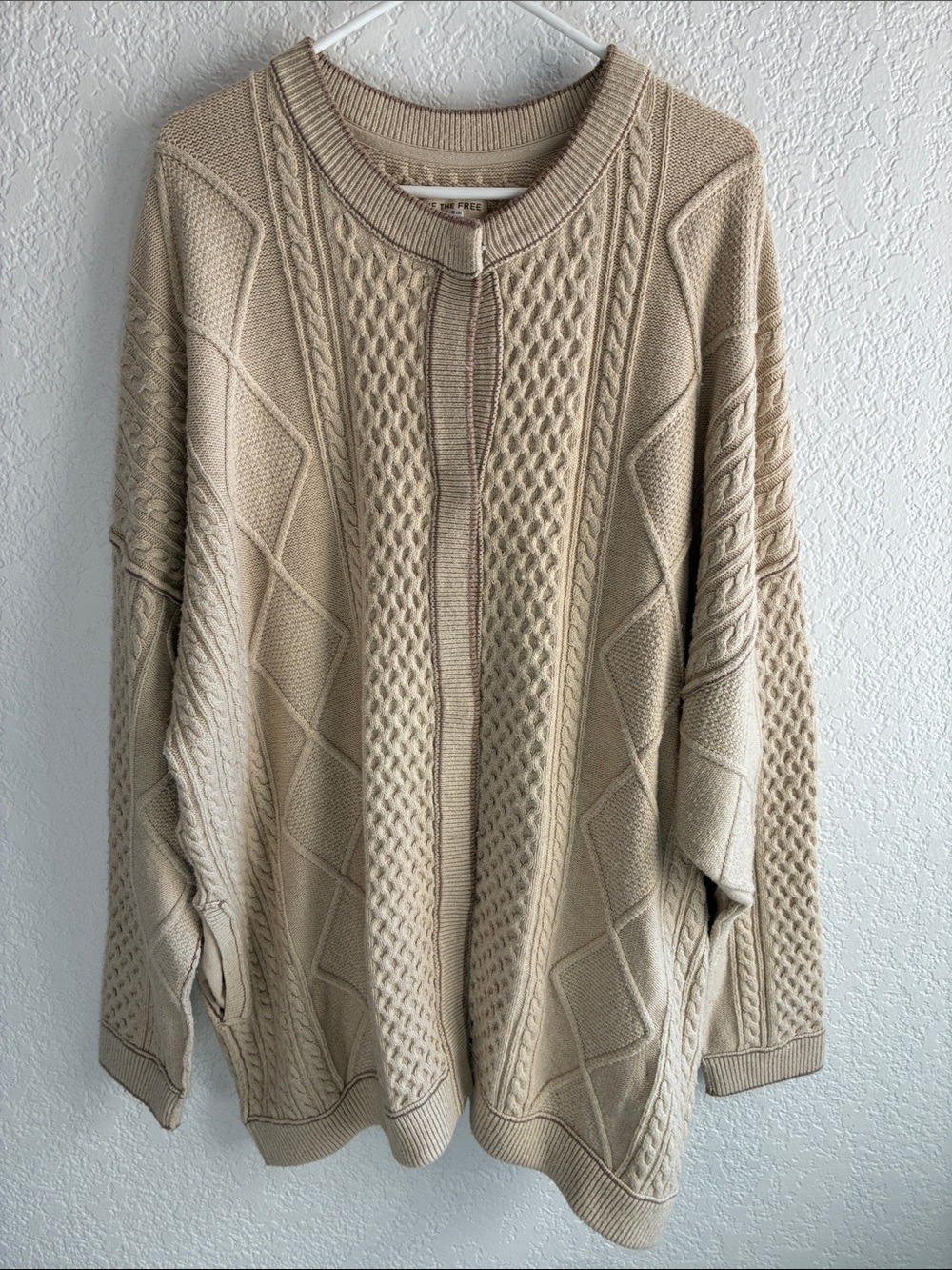 Free People We The Free Tennessee Cable Knit Cardigan Ivory Pockets XL - Picture 4 of 11